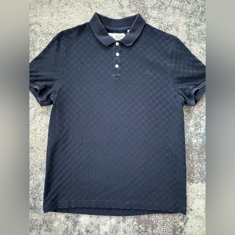 Original Penguin by Munsingwear Navy Textured Polo Shirt Size Large